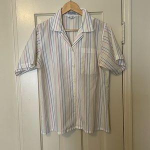striped primary color camp collar shirt